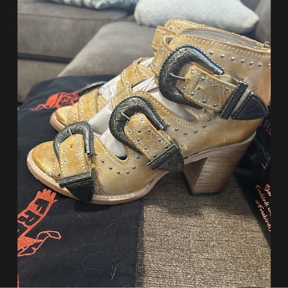Freebird Gold and Tan Ankle Booties - Picture 2 of 5